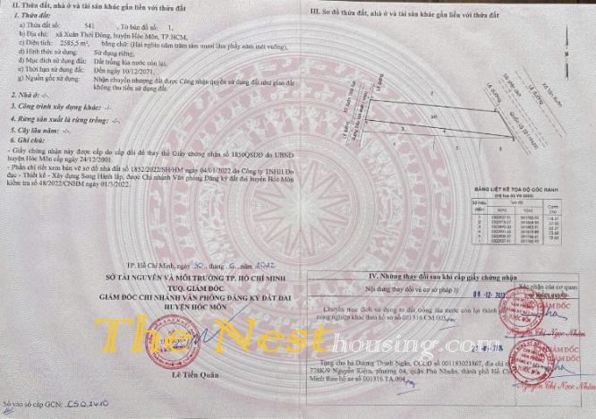 CHO THUÊ Hoặc Bán ĐẤT diện tích 2.585m2 HÓC MÔN TP.HCM