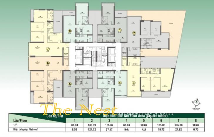 Apartment 3 bedrooms in Sapphire Tower, Saigon Pearl Building Binh Thanh HCMC.